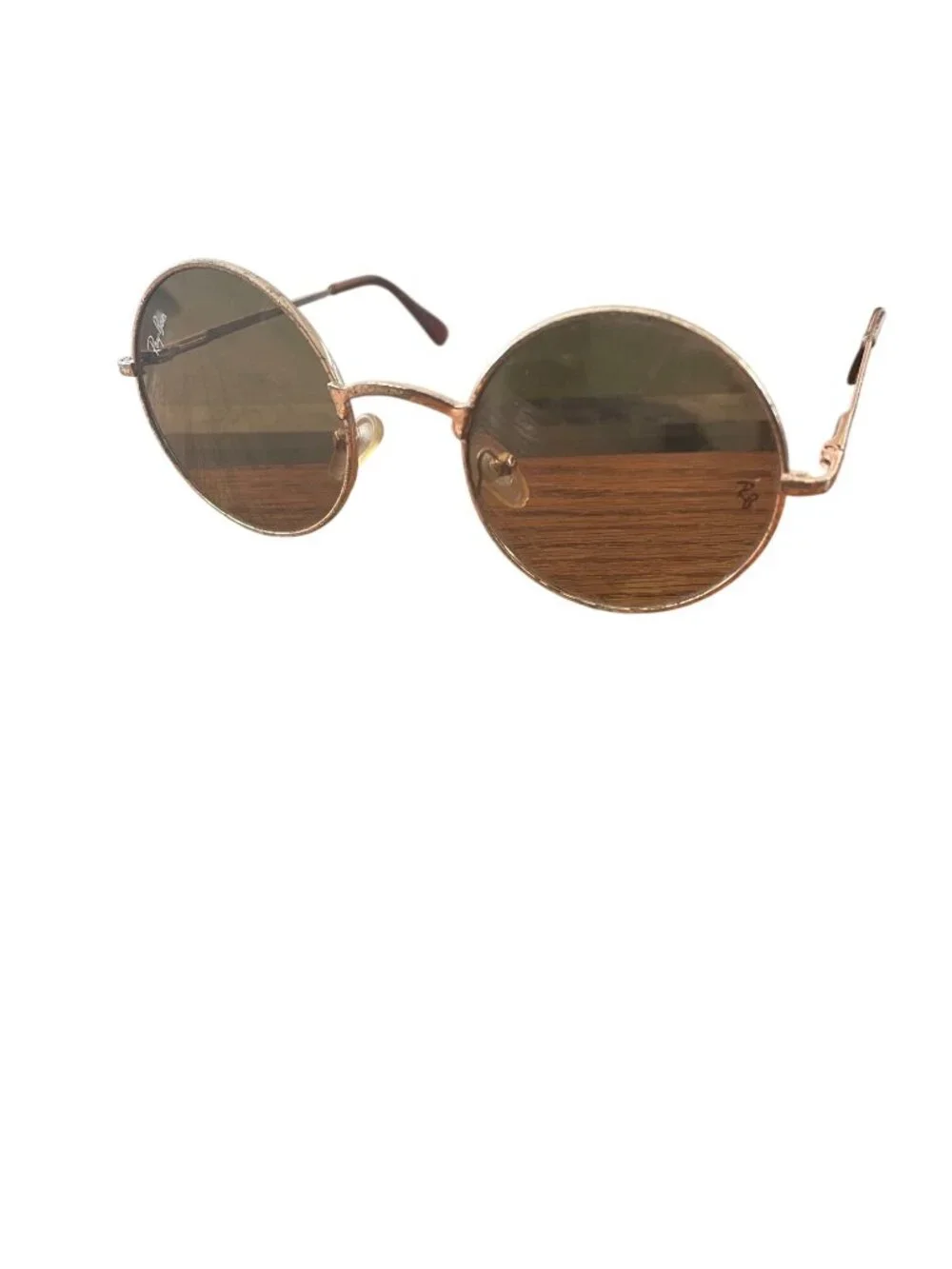 Vintage Ray-Ban Round Metal Sunglasses W/ Case Gold Frame Brown Lenses Retro
